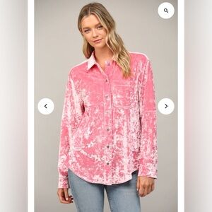 Fate Pink Velvet Button-Up Shirt